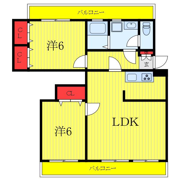 キャニオンマンション加賀町(2LDK/3階)の間取り写真