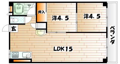 パルコチェントラーレ(2LDK/5階)の間取り写真