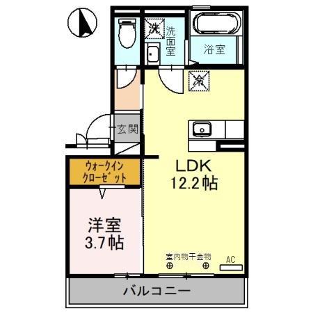 ユニステイ弐番館(1LDK/3階)の間取り写真