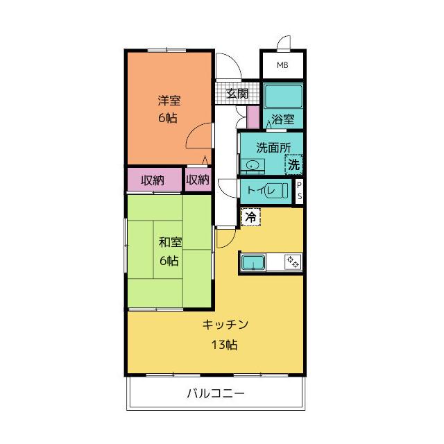 フレーズレエール(2LDK/2階)の間取り写真