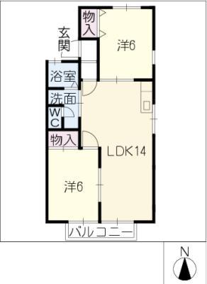 カーサ・ヴェルデ(2LDK/1階)の間取り写真