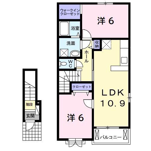 フレッシュリ-(2LDK/2階)の間取り写真