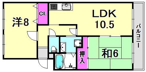 エバーグレイス西宮 I(2LDK/1階)の間取り写真