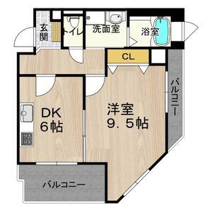 CITY SPIRE難波サウスタワー(1DK/5階)の間取り写真