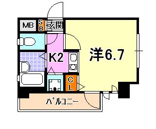 ワコーレ新神戸ステージ(ワンルーム/2階)の間取り写真