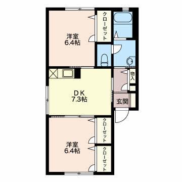 フレグランス東栄A棟(2DK/1階)の間取り写真