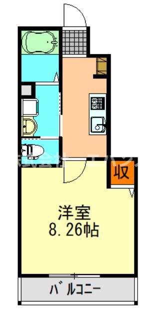 桜木北2丁目 長屋(1K/1階)の間取り写真