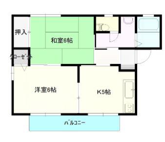 パクサイドディアス(2DK/2階)の間取り写真