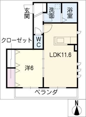 フィーノ円上(1LDK/3階)の間取り写真