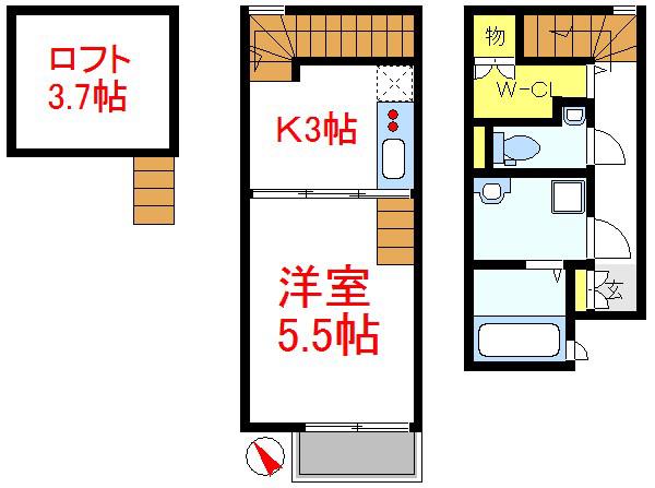 HAUMEAII(1K/1階)の間取り写真