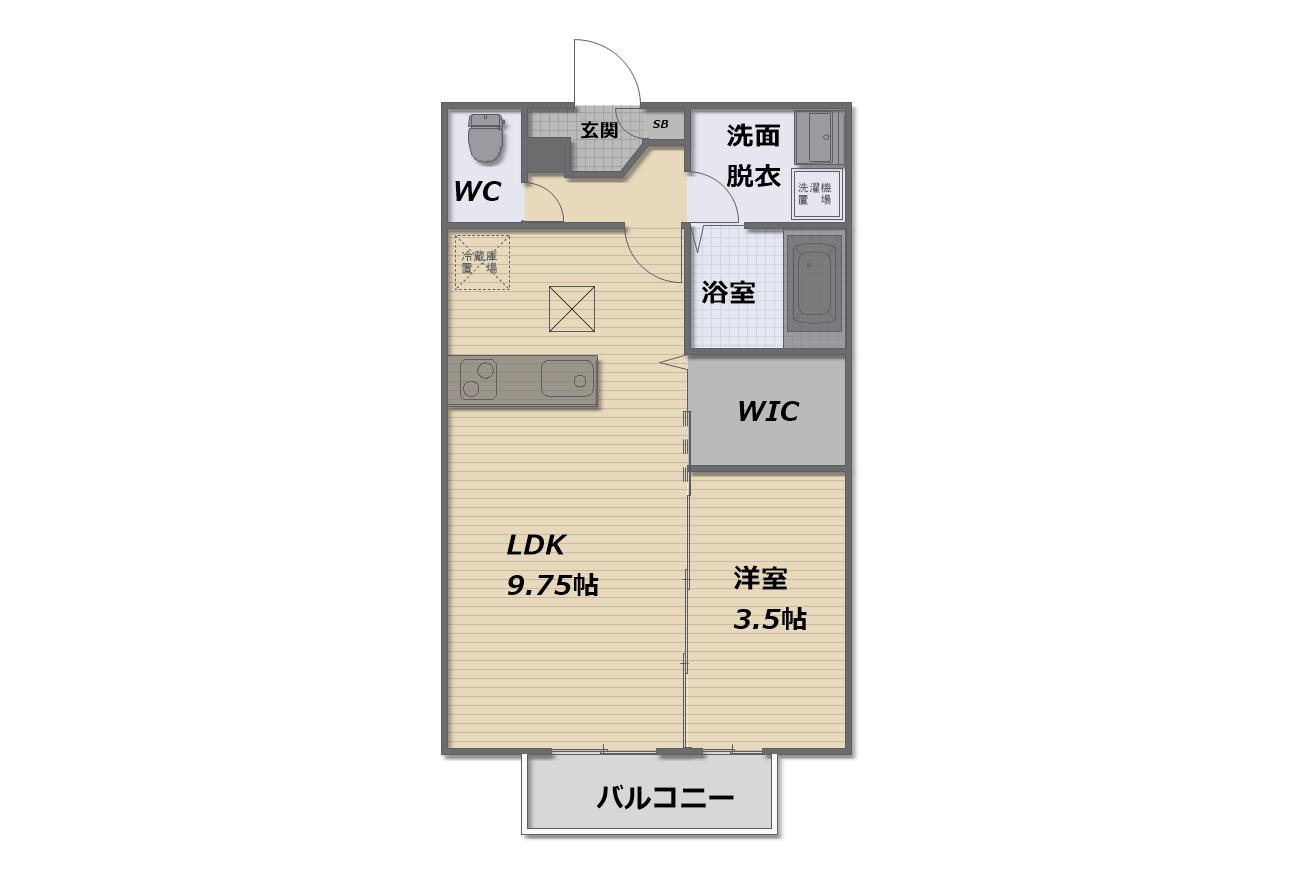 ミモザコート(1LDK/2階)の間取り写真