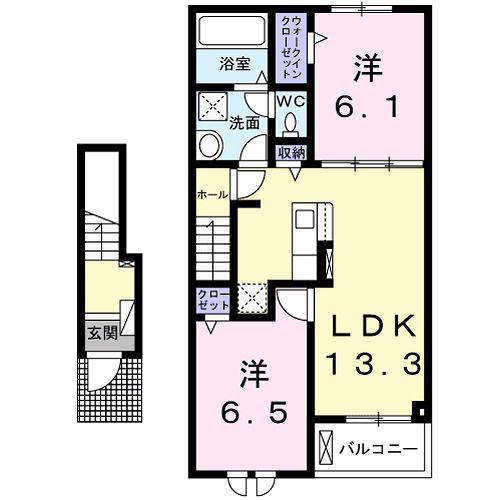 ペニー・レイン(2LDK/2階)の間取り写真