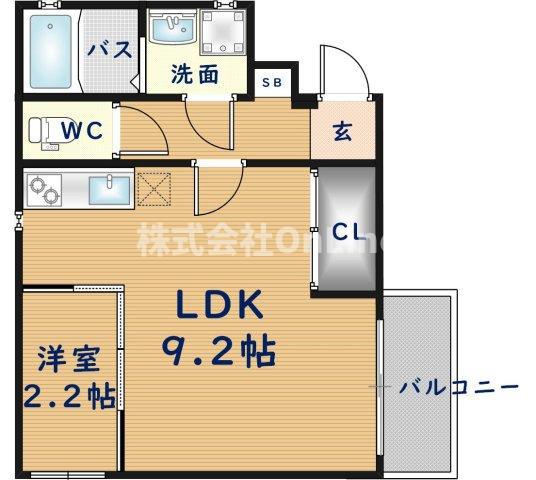 RIFF阪急神崎川(1LDK/3階)の間取り写真