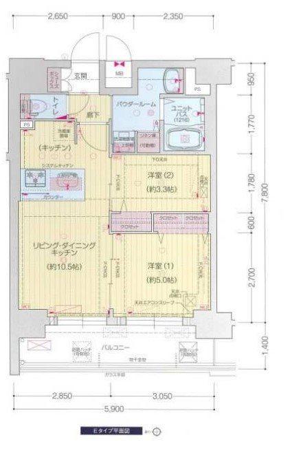 プレサンス太閤通ファシール(2LDK/10階)の間取り写真