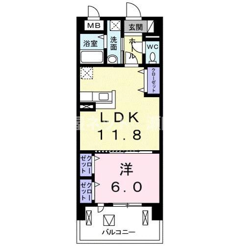 ラ プレミエール エトワール(1LDK/4階)の間取り写真