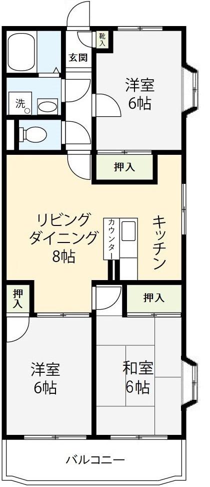 クレールはけの原(3LDK/1階)の間取り写真