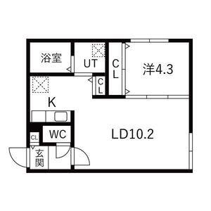 HERO YAMAHANA1(1LDK/4階)の間取り写真