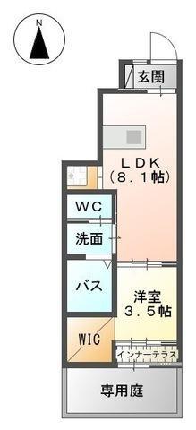 グレーシア皆春(1LDK/1階)の間取り写真