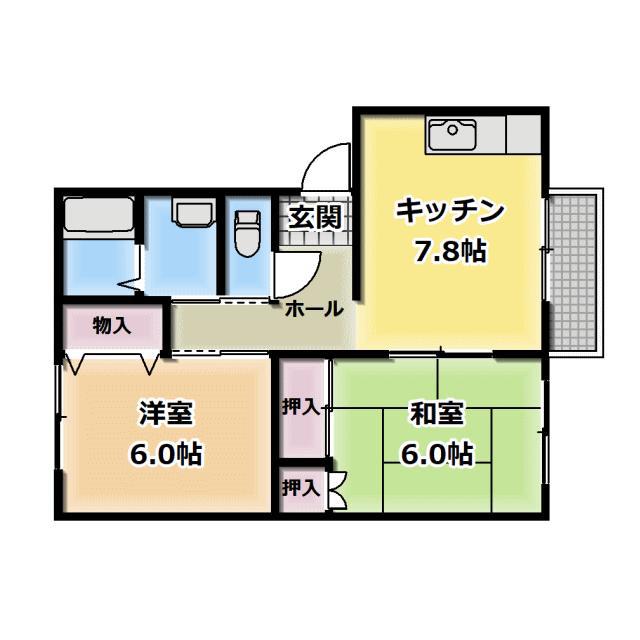 サンハイツ(2DK/1階)の間取り写真