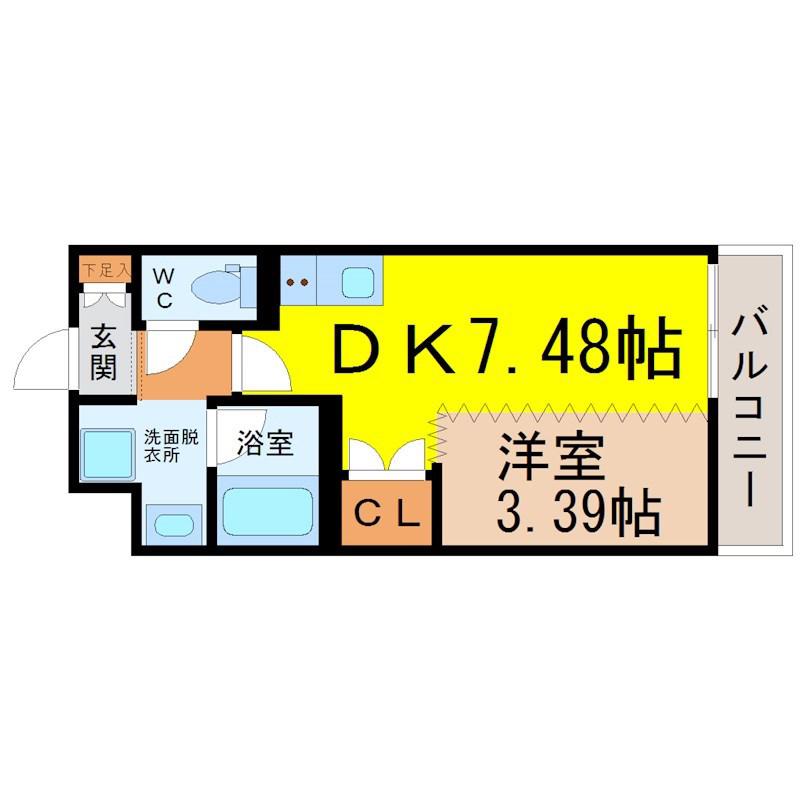 AXIA八熊(1DK/1階)の間取り写真