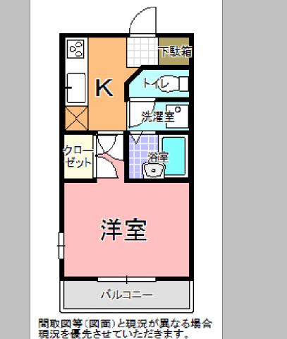 WOOD VILLAGE東原(1K/2階)の間取り写真
