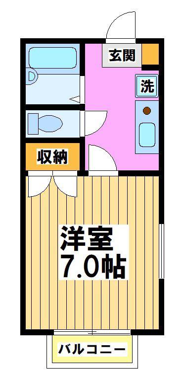 シャンブルC(1K/2階)の間取り写真