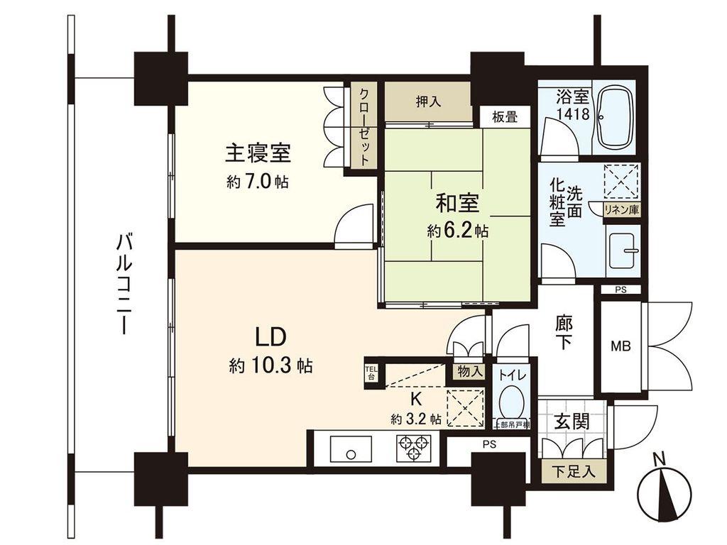 アップルタワーズ仙台ブローディアタワー(2LDK/19階)の間取り写真