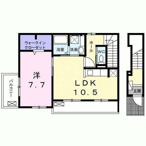 ローズK(1LDK/2階)の間取り写真