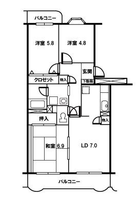 フォレスト松本(3LDK/3階)の間取り写真