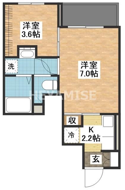 グランドソレイユ川内(2K/1階)の間取り写真