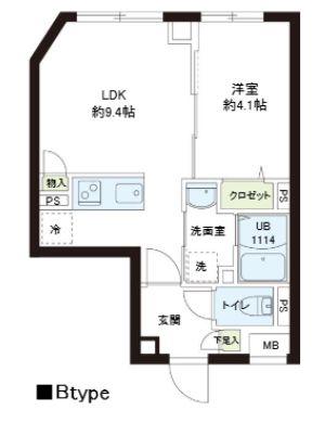 レピュア小石川レジデンス(1LDK/3階)の間取り写真