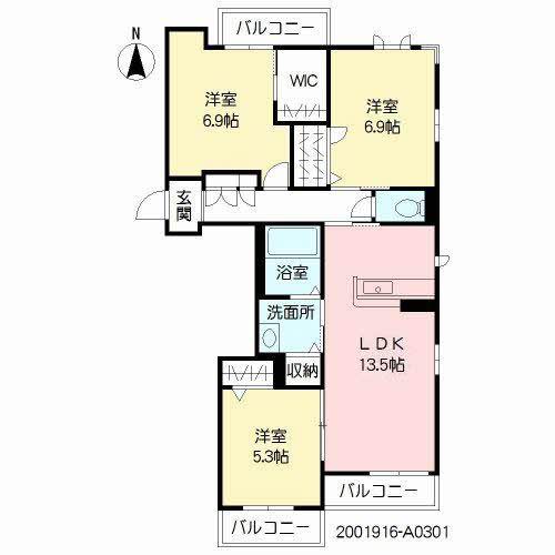 ハッピーステイ(3LDK/3階)の間取り写真