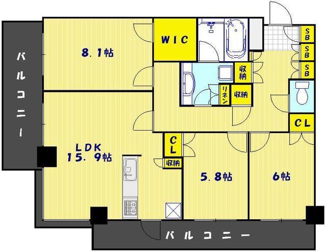 シティタワー蕨(3LDK/14階)の間取り写真