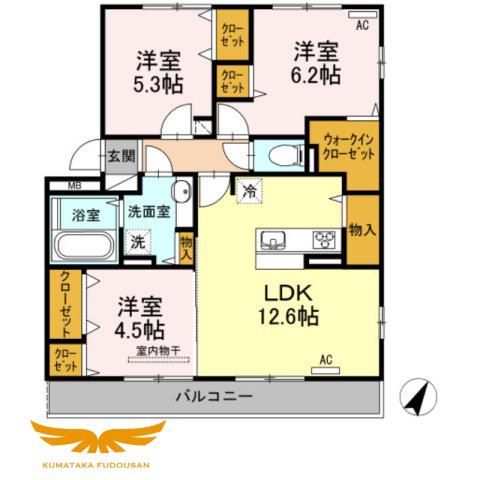 ラ・シャンス(3LDK/2階)の間取り写真