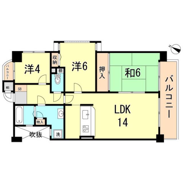 ベルトピア西明石III(3LDK/3階)の間取り写真