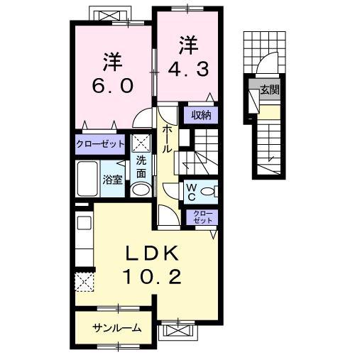 グランツIII(2LDK/2階)の間取り写真