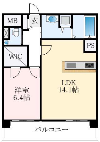 ヴェヌスタ藤井寺(1LDK/6階)の間取り写真