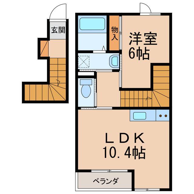 サンコート砂山(1LDK/2階)の間取り写真