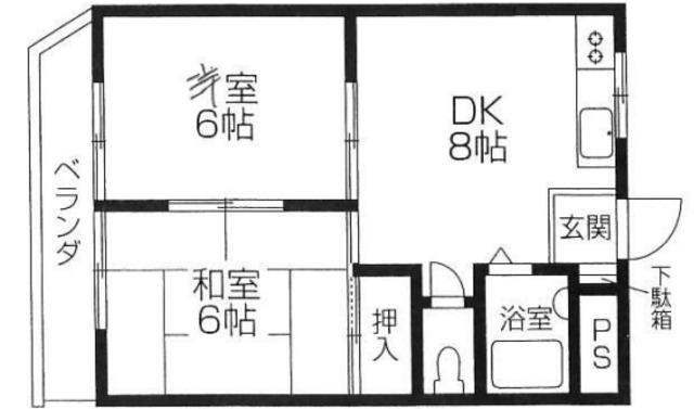 マグノリアハウス(2DK/2階)の間取り写真