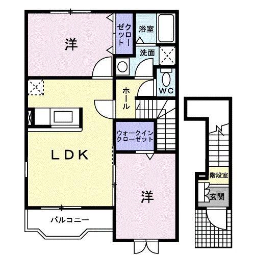 エテルノベルル II(2LDK/2階)の間取り写真