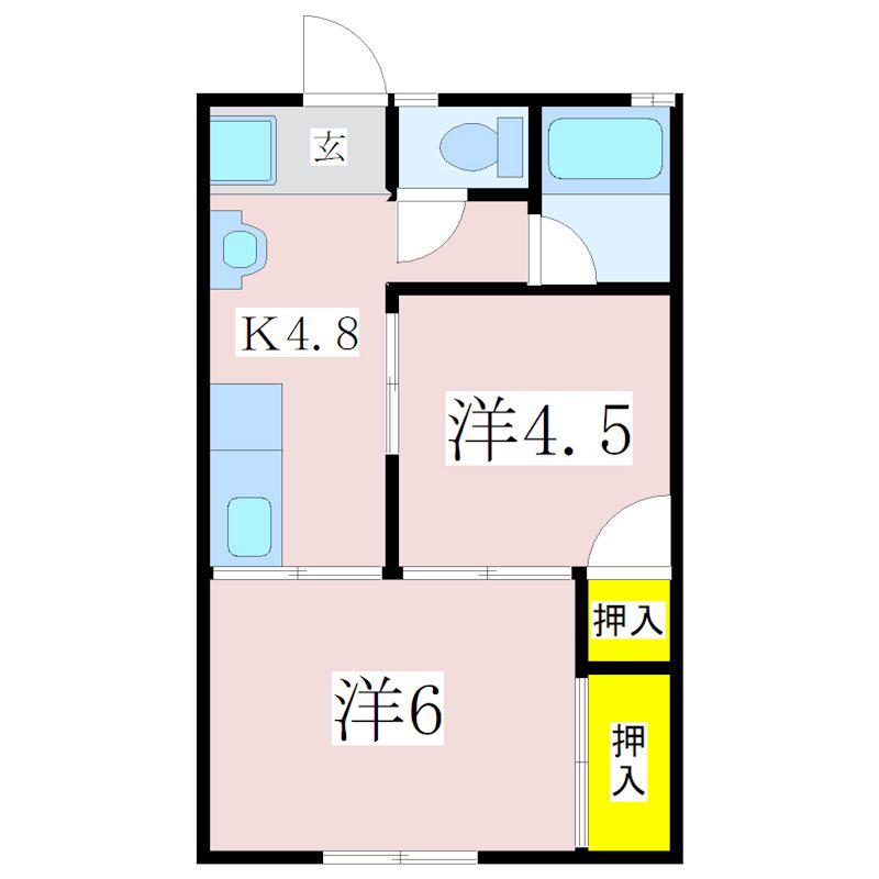 コーポ水銀灯(2K/1階)の間取り写真