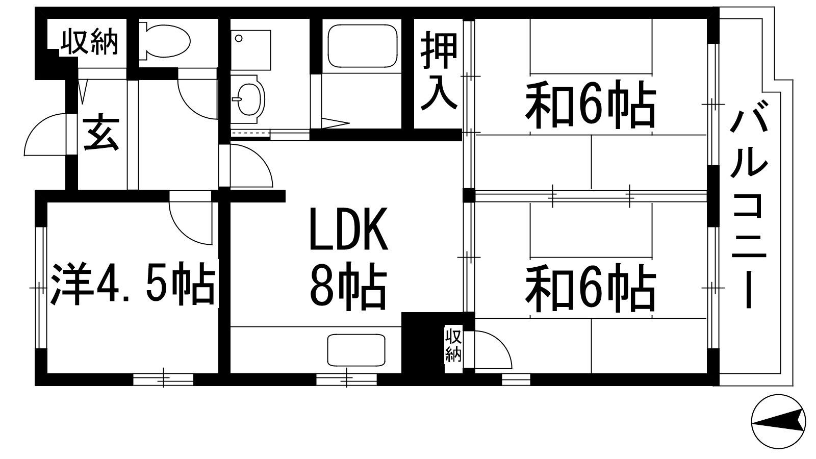 アルビス寺本2(3LDK/3階)の間取り写真