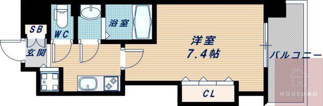 LUXE江坂II(1K/6階)の間取り写真