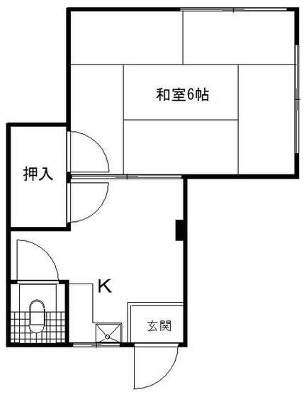 白須ビル(1K/2階)の間取り写真