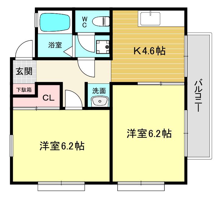 CRASIS西宮門戸(2K/2階)の間取り写真