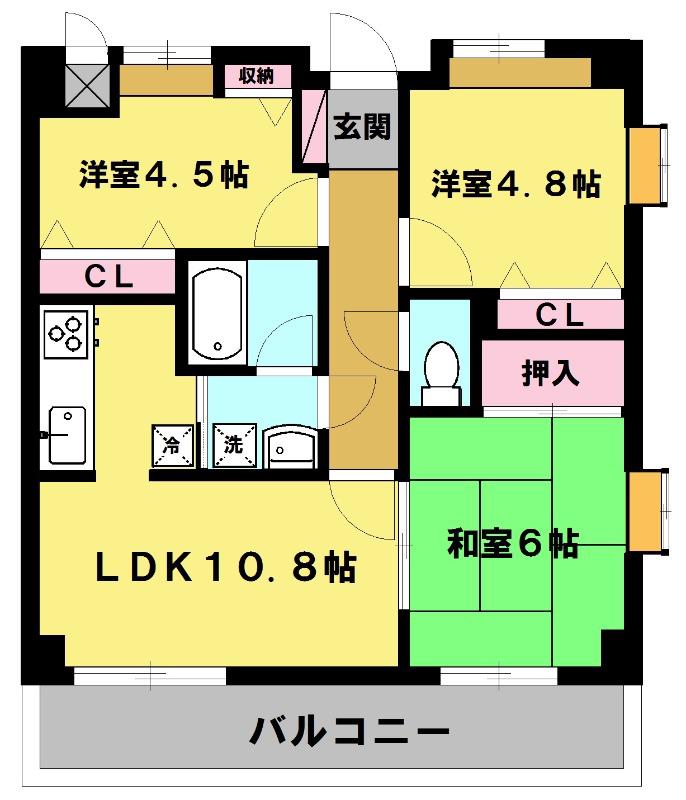 アズヴェールK(3LDK/5階)の間取り写真