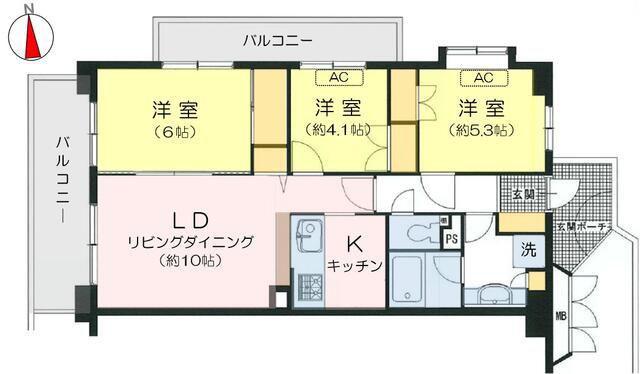 ツインシティ東砂アネックス(3LDK/7階)の間取り写真