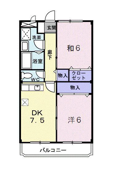 シティマンションタナベ(2DK/1階)の間取り写真