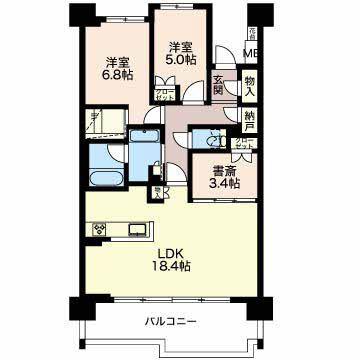 グランドメゾン一社レジデンスシティ(2LDK/4階)の間取り写真