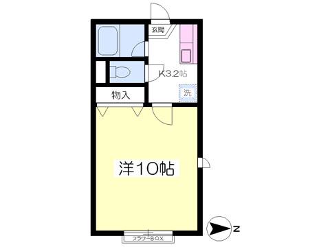 ミストラルパーク(1K/2階)の間取り写真